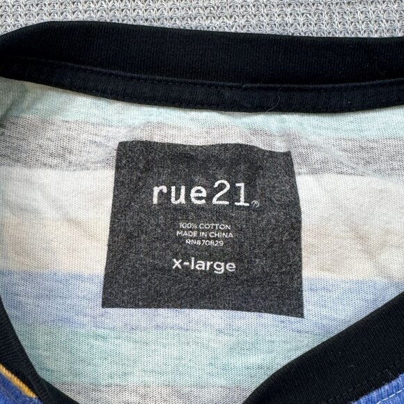 Rue21 Mens Brazil Stripe Crewneck T-Shirt Multicolor Retro Casual Size X-Large - Picture 4 of 8